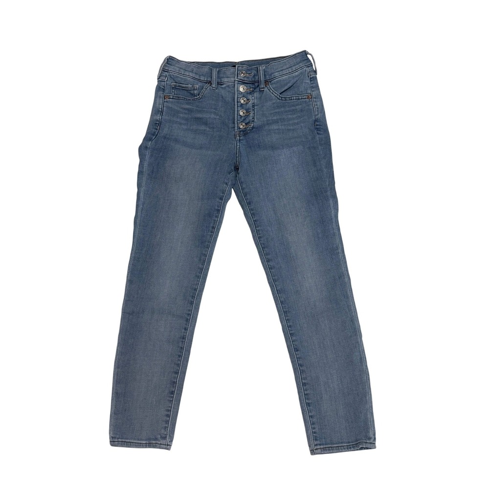 Express Skinny Mid Rise Light Wash Button Fly Denim Jeans‎  Size 2 - Picture 2 of 12